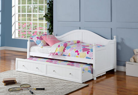 Julie Ann Twin Daybed with Trundle in White, angled front view