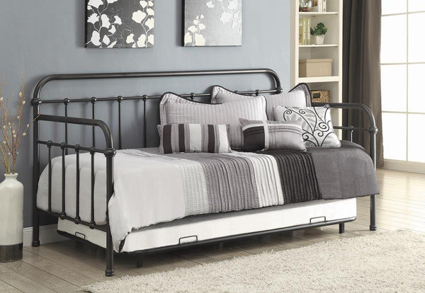 Livingston twin daybed with trundle side view in dark bronze