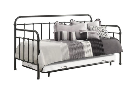 Livingston twin daybed with trundle angled front view in dark bronze