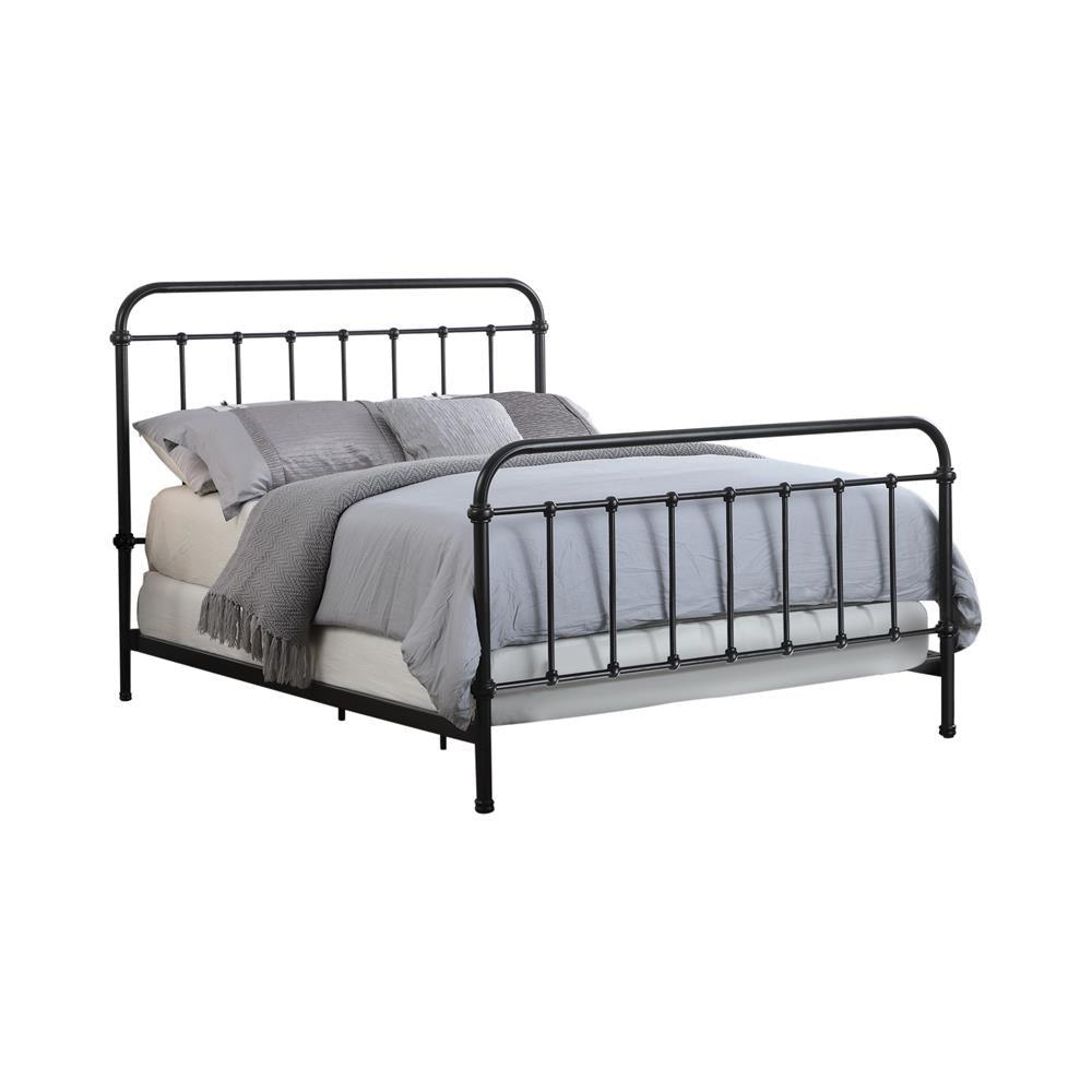 Livingston Eastern King Panel Metal Bed Warm Bronze - side angle