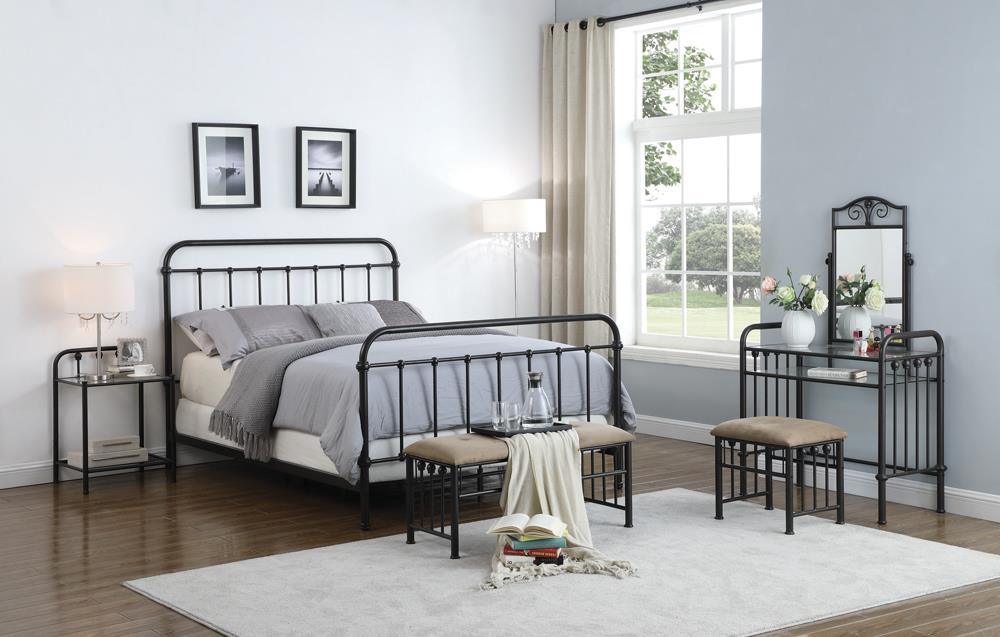 Livingston Eastern King Panel Metal Bed Warm Bronze - detailed headboard