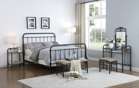 Livingston Eastern King Panel Metal Bed Warm Bronze - detailed headboard