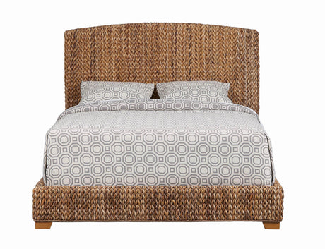 Close-up of hand-woven banana leaf texture on Laughton King Bed