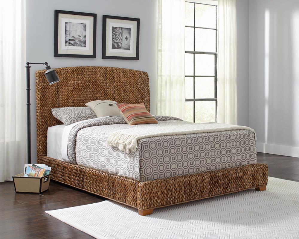 Laughton Queen Hand-Woven Banana Leaf Bed Amber - front angle