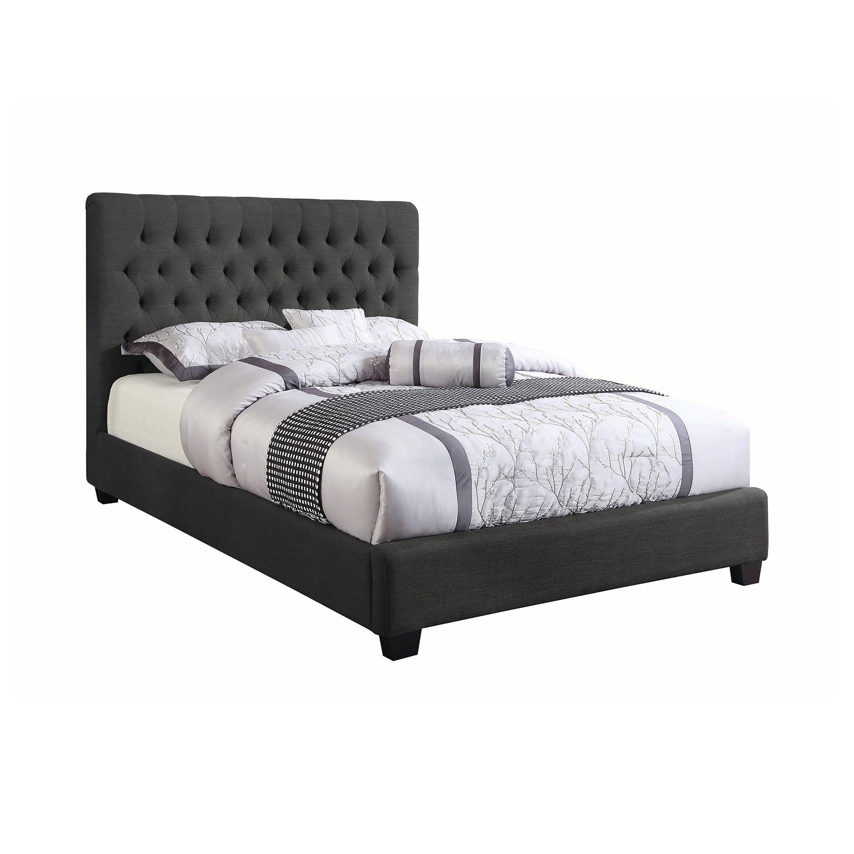 Chloe Tufted Upholstered King Bed in Oatmeal - Bedroom setting example