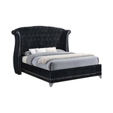 Barzini Eastern King Tufted Upholstered Bed Black front view