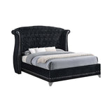 Barzini Queen Tufted Upholstered Bed Black front view at Decor Furniture