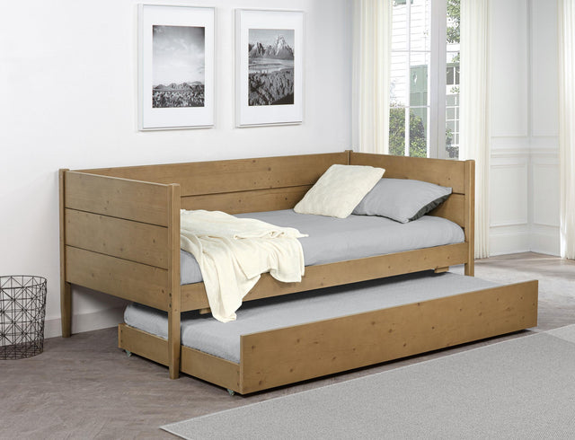 Calinda daybed close-up of wood grain and panel design
