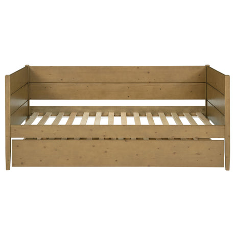 Close up on natural brown finish and wood texture