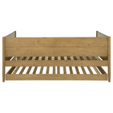 Calinda daybed angled showing natural wood finish