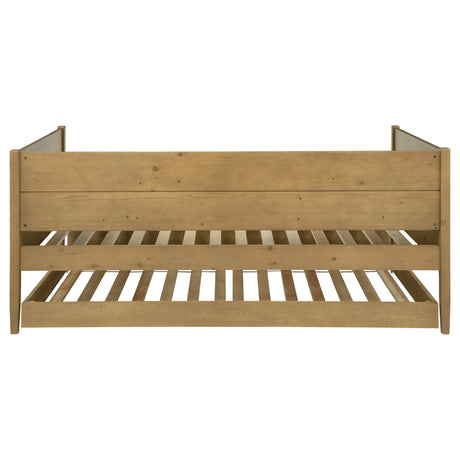 Calinda daybed angled showing natural wood finish