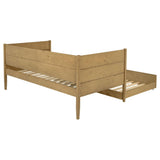 Calinda wood daybed side showing construction details