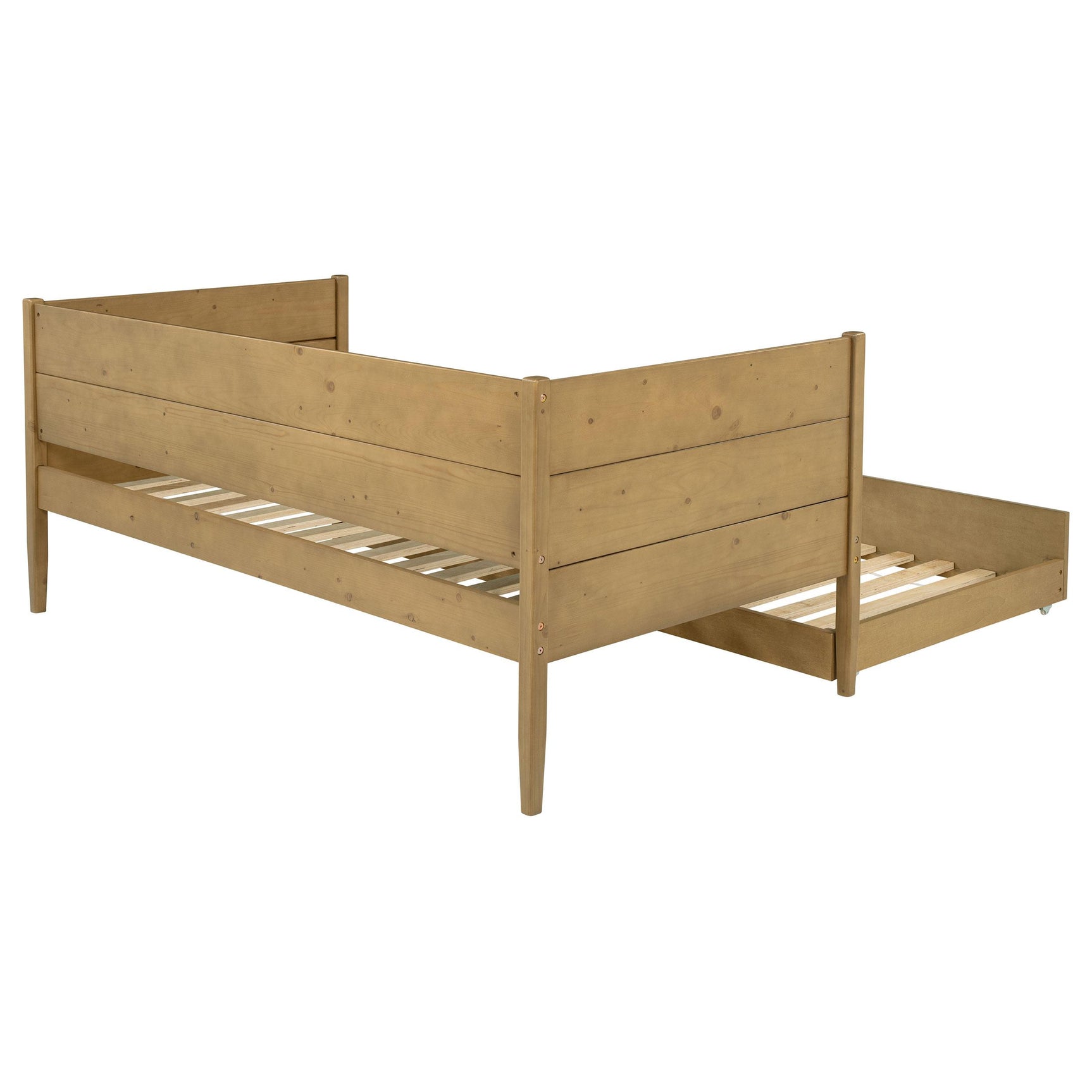 Calinda wood daybed side showing construction details