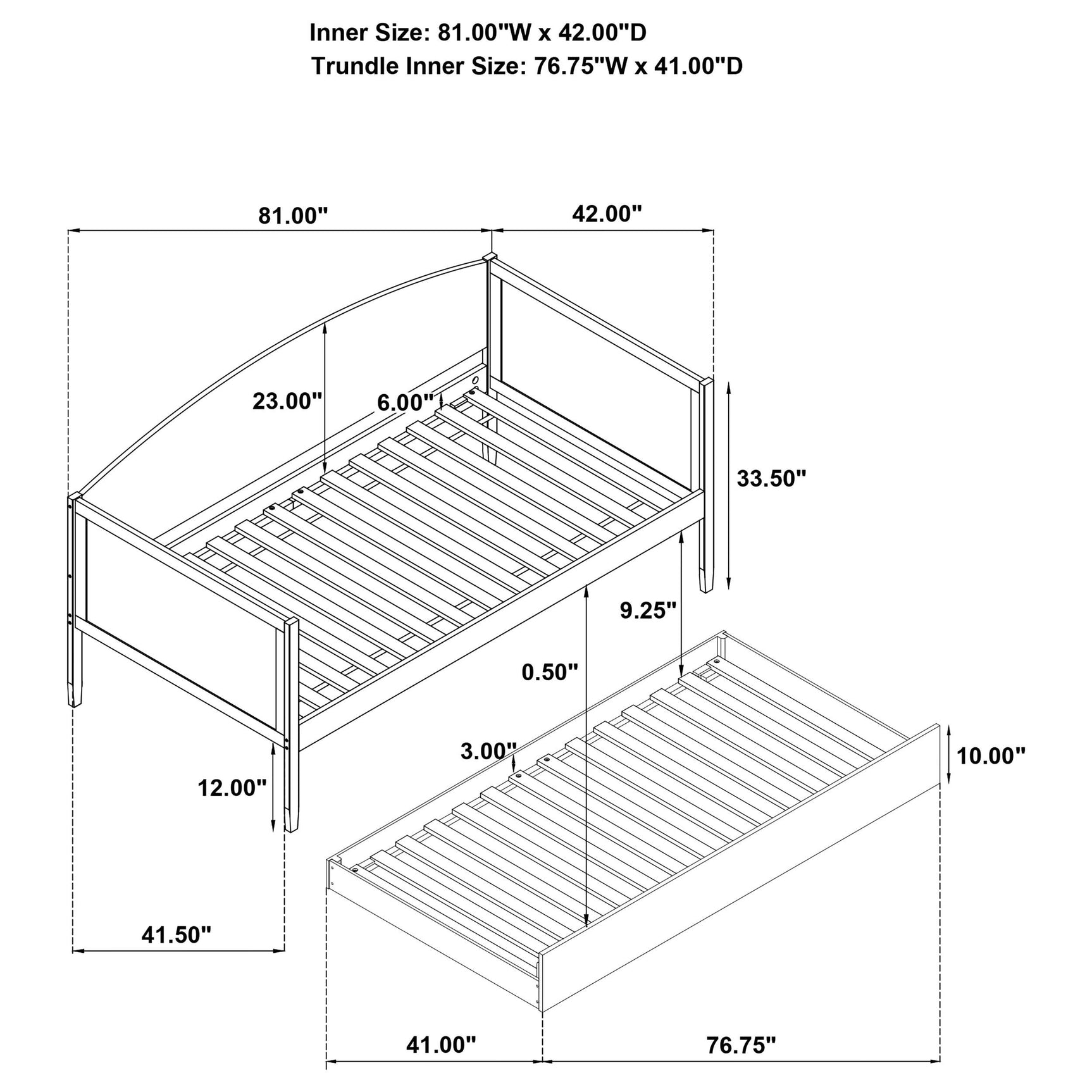 Bozeman Daybed packaging and SKU label