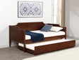 Daybed detail showing camelback silhouette and cherry finish