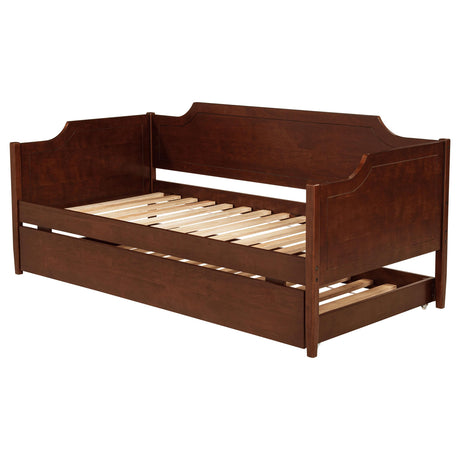 Daybed corner with visible wood grain and finish