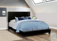 Dorian Black Upholstered Full Bed angled view showing leatherette upholstery