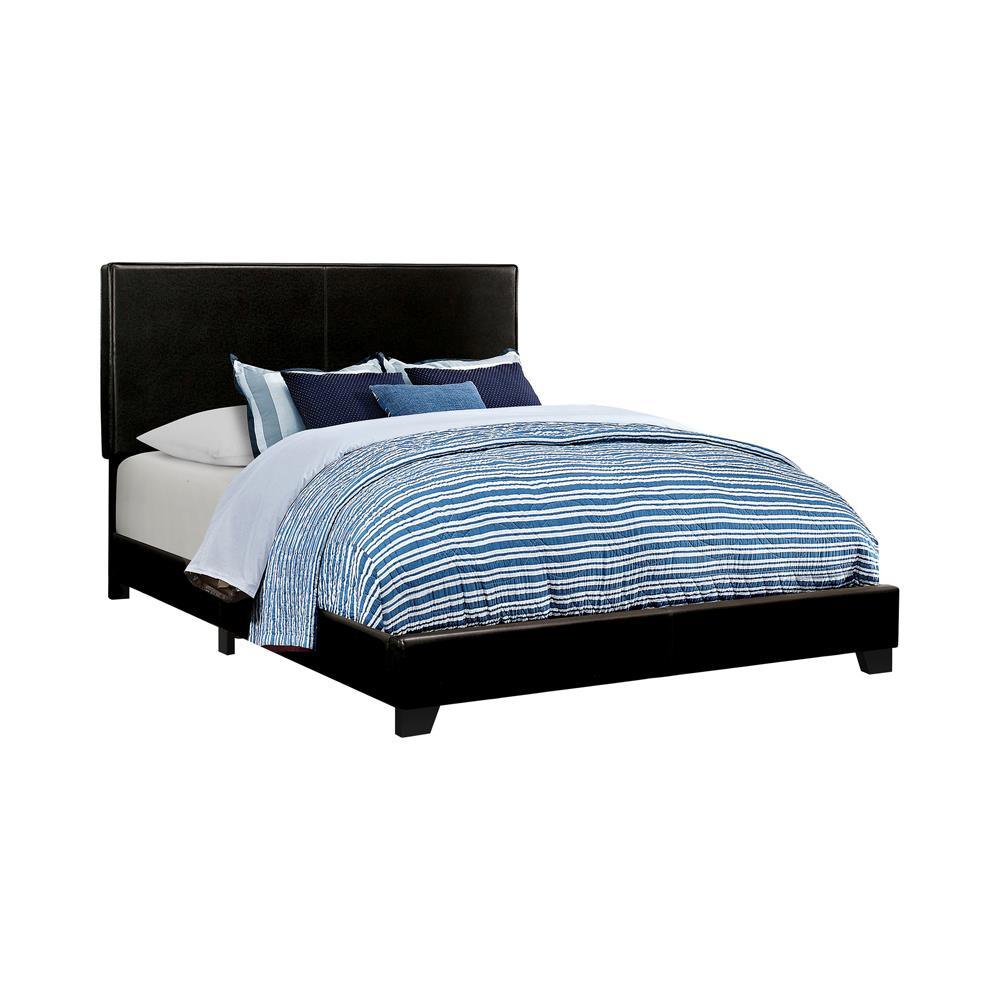 Dorian Black Upholstered Queen Bed side angle