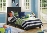 Dorian black upholstered twin bed front view showing tufted panels