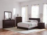 Dorian Brown Upholstered Full Bed angled side view
