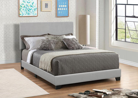 Dorian Upholstered Full Bed in grey, front angle