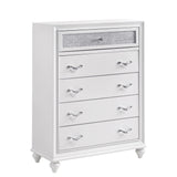 Barzini King Wingback Tufted Bed White with angled headboard