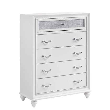 Barzini King Wingback Tufted Bed White with angled headboard