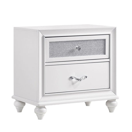 Barzini Queen Wingback Tufted Bed White, detail of nailhead trim