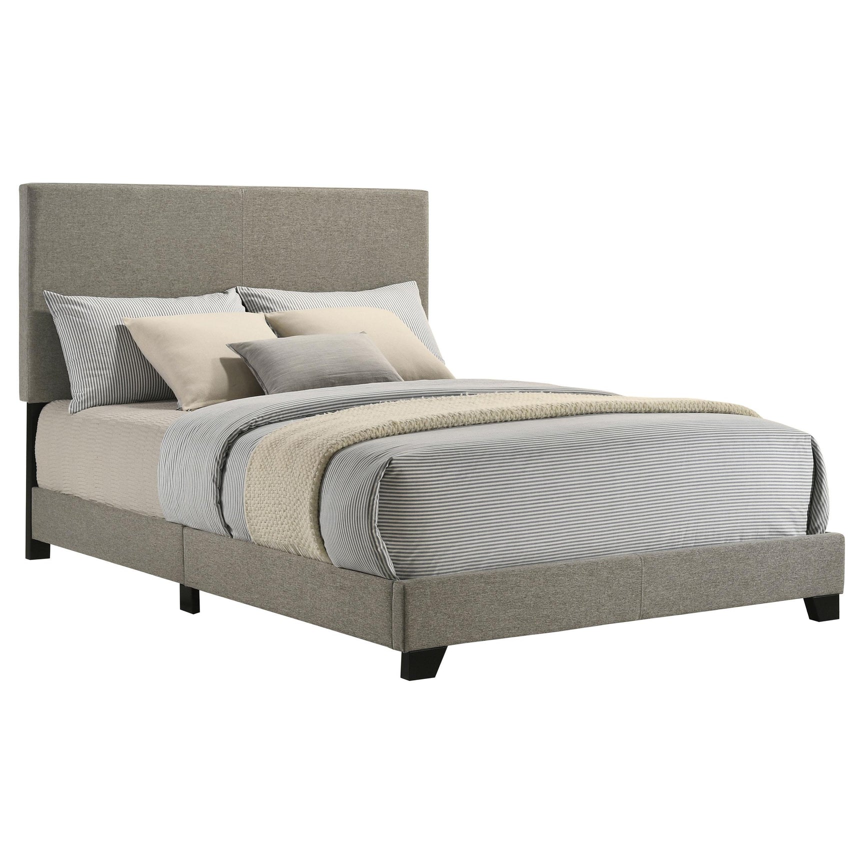 Close-up of padded headboard on Dorian bed