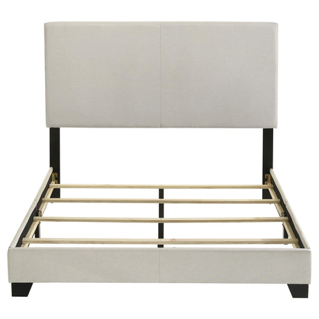 Dorian Full Upholstered Bed detail of solid wood legs