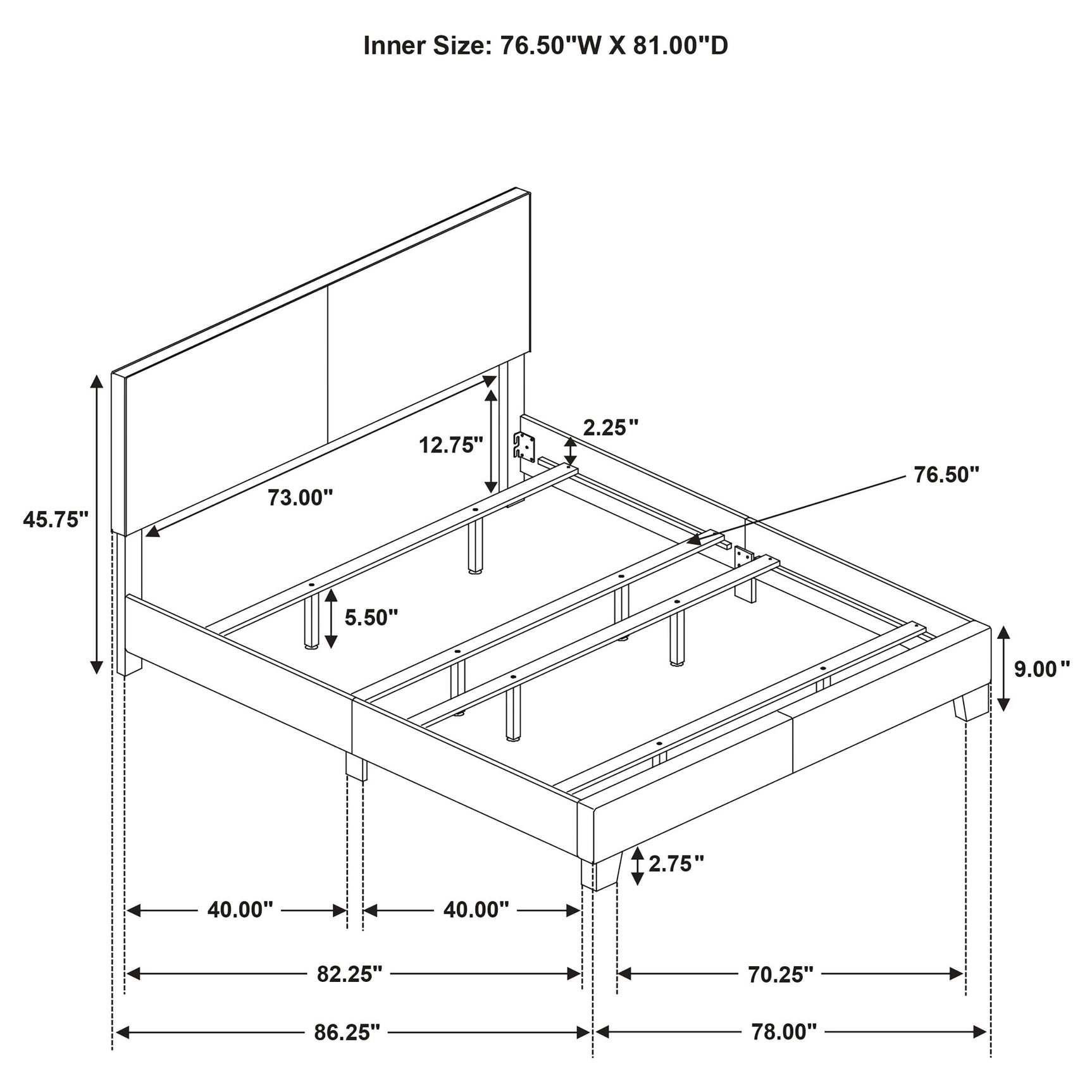 Top view of cream fabric surface on king panel bed