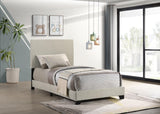 Dorian Twin Fabric Upholstered Panel Bed Cream side view