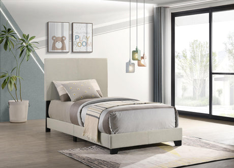Dorian Twin Fabric Upholstered Panel Bed Cream side view