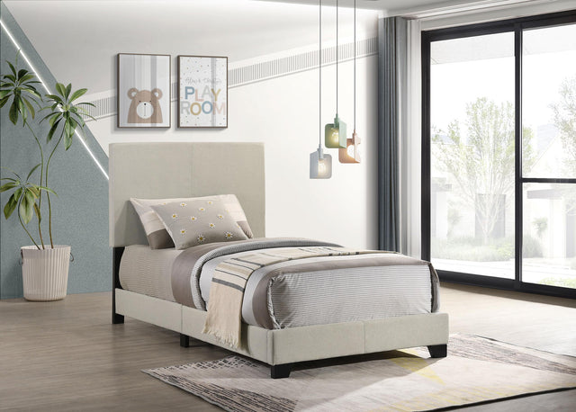 Dorian Twin Fabric Upholstered Panel Bed Cream side view