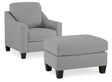 Adlai Shadow Chair and Ottoman set front view
