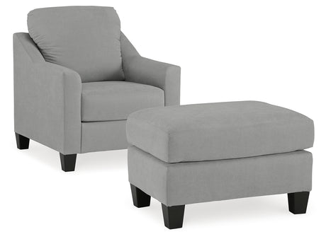 Adlai Shadow Chair and Ottoman set front view