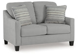 Adlai Shadow Chenille Loveseat angled view highlighting fabric texture