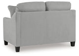 Adlai Shadow Chenille Loveseat back view showing compact design
