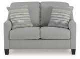 Adlai Shadow Chenille Loveseat head-on view showcasing seat and back cushions