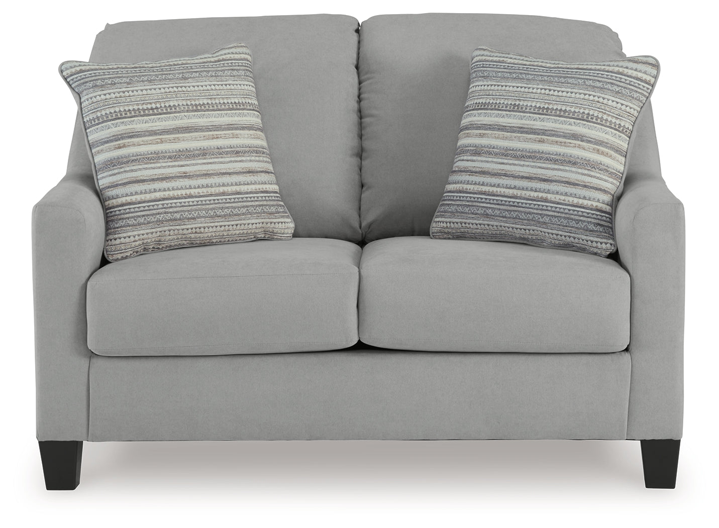 Adlai Shadow Chenille Loveseat head-on view showcasing seat and back cushions