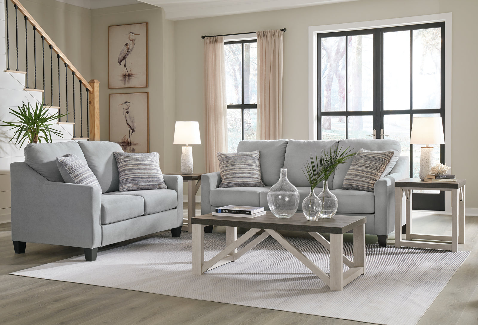 main view of Adlai Shadow Sofa and Loveseat furniture