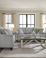 Adlai Shadow Sofa and Loveseat set styled in living room, main view