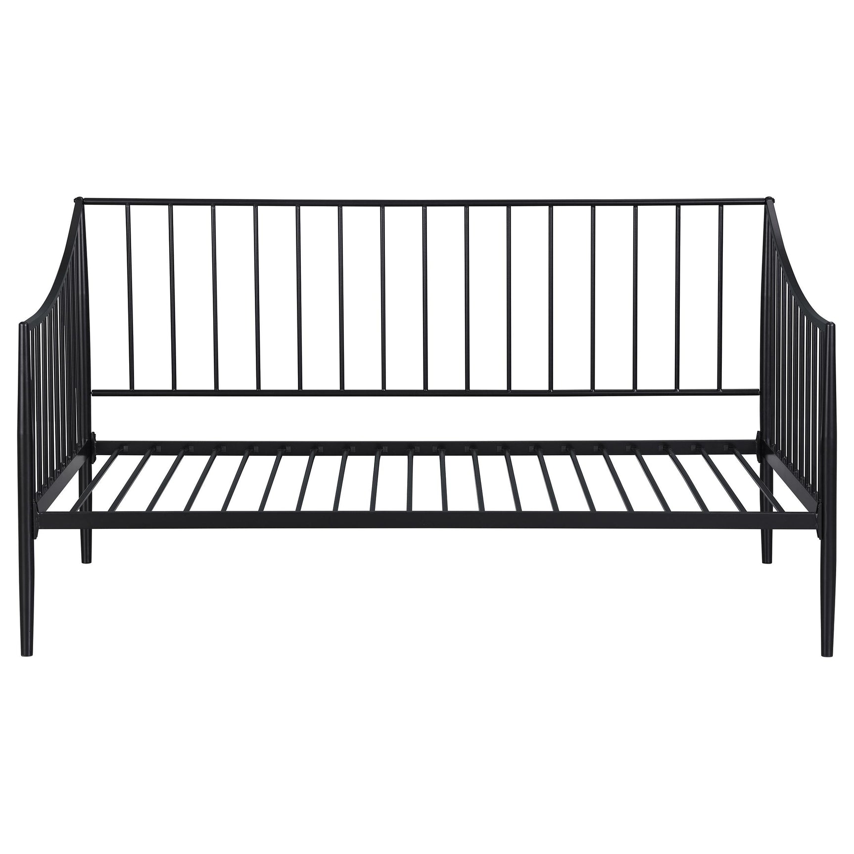 Detailed view of Newbury metal daybed base and slats