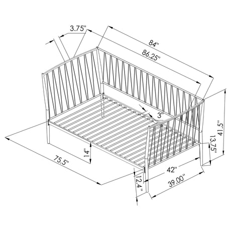 Richland metal daybed frame corner detail