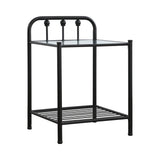 Side view of Livingston Twin Panel Metal Bed in dark bronze