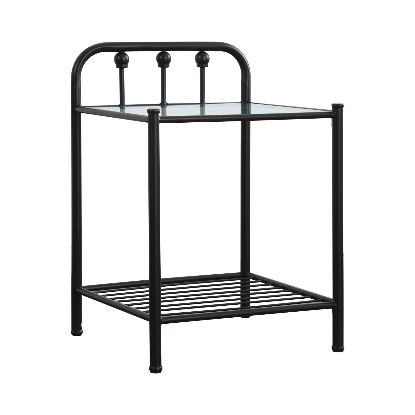 Livingston bed footboard detail in dark bronze metal