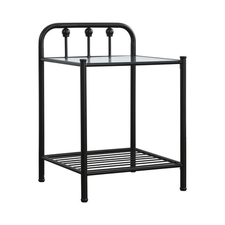 Livingston bed footboard detail in dark bronze metal