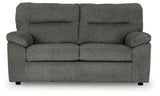 Bindura Mineral Velvet Loveseat head-on front view