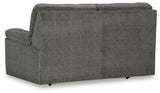 Bindura Glider Loveseat back view showing upholstery