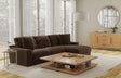 Kelly Oversized Corduroy Chocolate 123" sectional sofa front view